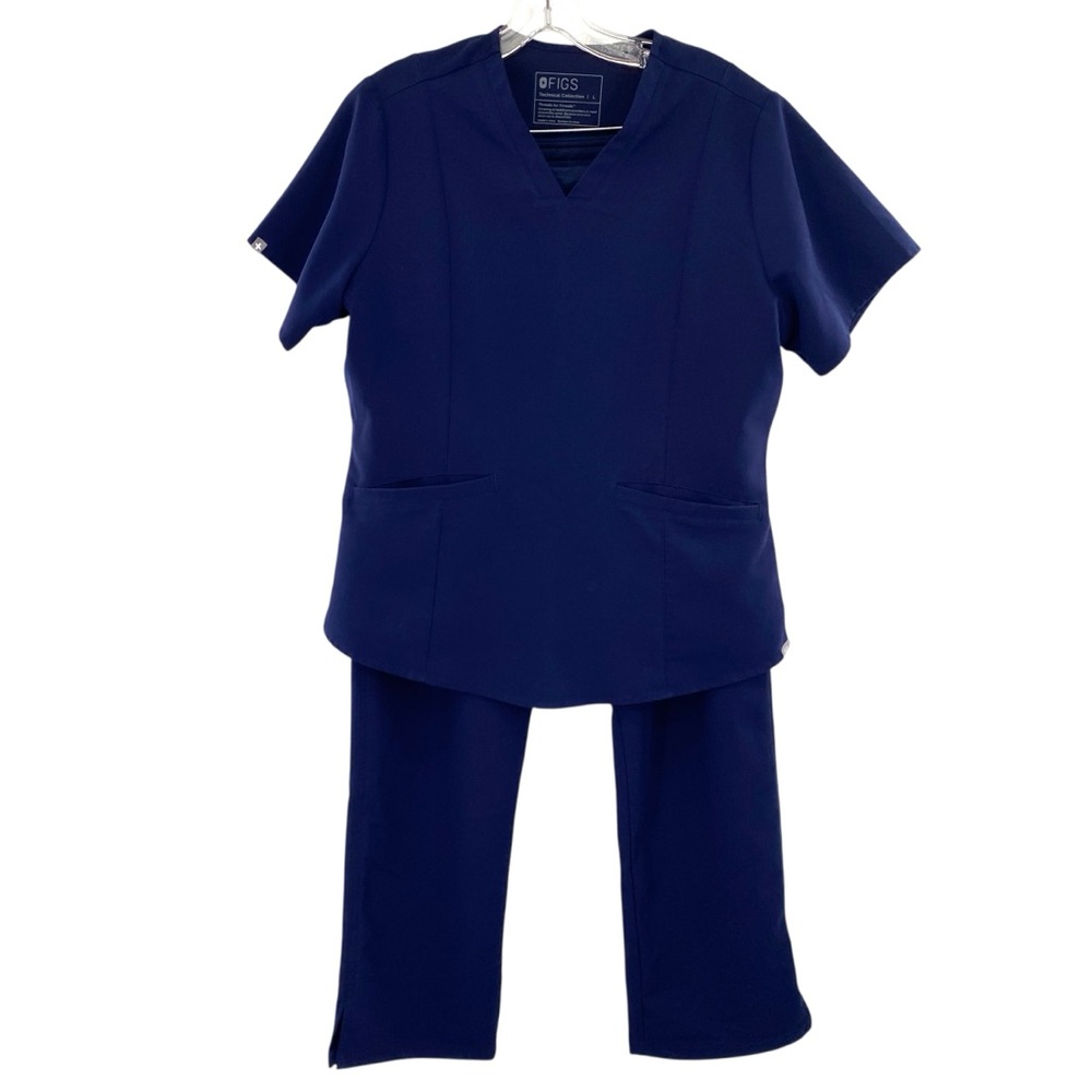 Figs Technical Collection Blue Scrub Set Top & Pants Size Large